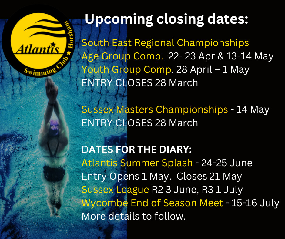 Upcoming meet entry closing dates. – Atlantis